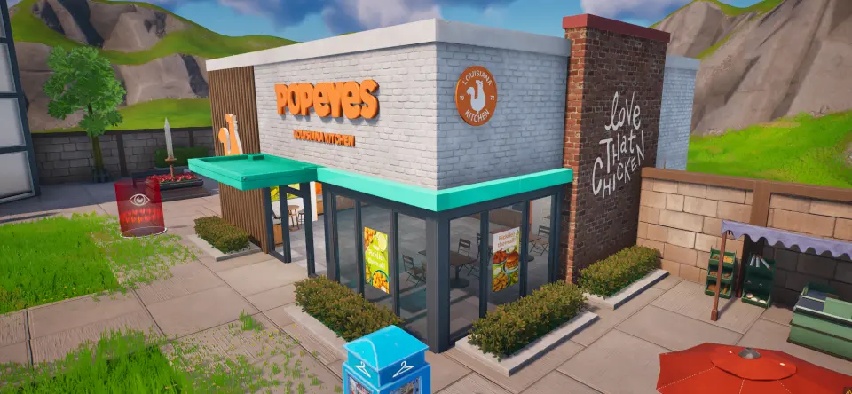 A Popeyes restaurant built inside the Fortnite Murder Mystery lobby
