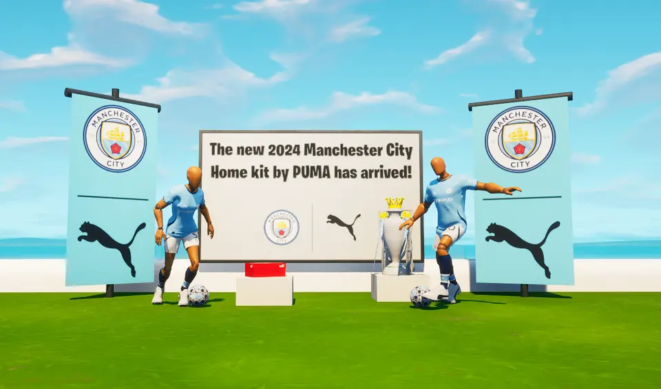 A PUMA billboard with the new Manchester City kit inside Go Goated