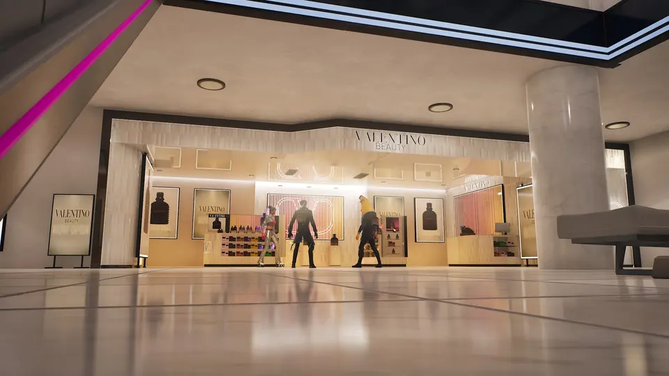 The Valentino Beauty store built inside Murder Mystery