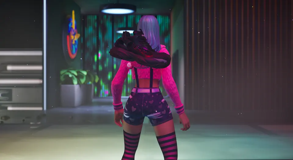 A player wearing Versace sneakers in Fortnite