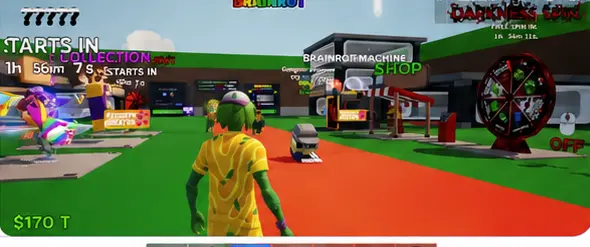 A player in the Fortnite game Steal the Brainrot